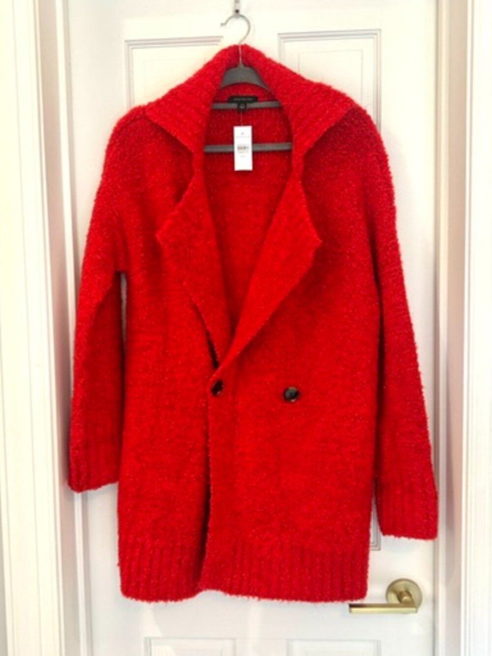 Ann Taylor Red Bouclé Knit Oversized Coatigan Sweater XXS NWT
